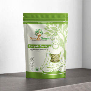 Natural green pumpkin seeds in bowl