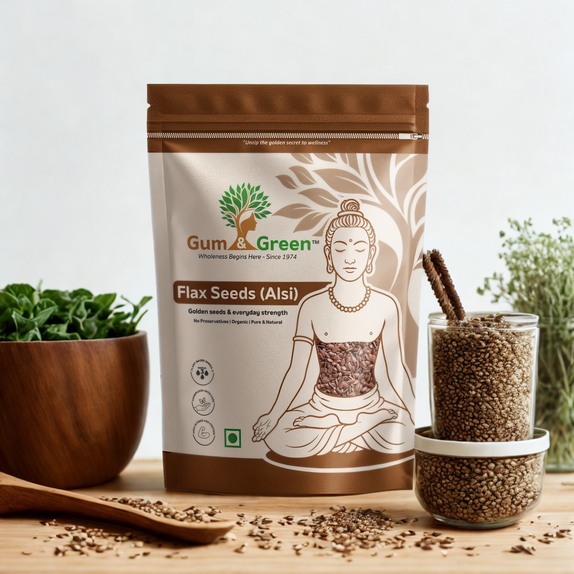 Roasted flax seeds by Gum & Green
